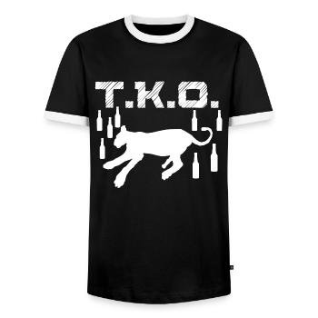 TKO Drunk Predator Évanoui Blackout Coma Blanc - T-shirt contrasté Homme - noir/blanc - Devant - AI Model Female 172 light (172cm) & AI Model Male 178 light (178cm)