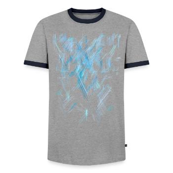 Mysticisme Abstrait - Texture de fond BLEU - T-shirt contrasté Homme - gris/marine  - Devant - AI Model Female 172 light (172cm) & AI Model Male 178 light (178cm)
