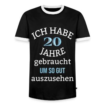 20 Jahre 20. Geburtstag Junge Männer Spruch lustig - Männer Kontrast-T-Shirt - Schwarz/Weiß - Vorne - AI Model Female 172 light (172cm) & AI Model Male 178 light (178cm)