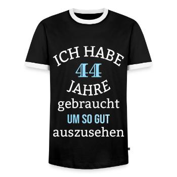 44 Jahre Geburtstag Mann Geschenk Männer lustig - Männer Kontrast-T-Shirt - Schwarz/Weiß - Vorne - AI Model Female 172 light (172cm) & AI Model Male 178 light (178cm)