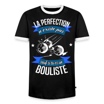 Bouliste pétanque - T-shirt contrasté Homme - noir/blanc - Devant - AI Model Female 172 light (172cm) & AI Model Male 178 light (178cm)