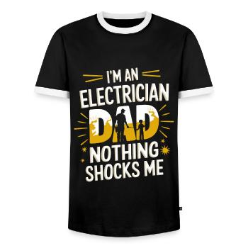 Electrician Electronics Technician Craftsman Profession Saying - Men's Ringer Shirt - black/white - Front - AI Model Female 172 light (172cm) & AI Model Male 178 light (178cm)
