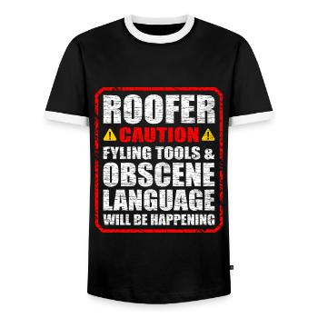 roofer - Men's Ringer Shirt - black/white - Front - AI Model Female 172 light (172cm) & AI Model Male 178 light (178cm)