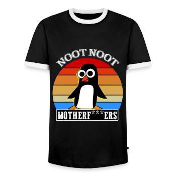 Noot Noot Pingu Meme Motherf - Männer Kontrast-T-Shirt - Schwarz/Weiß - Vorne - AI Model Female 172 light (172cm) & AI Model Male 178 light (178cm)