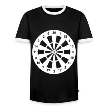 Dartboard stylish in white - Men's Ringer Shirt - black/white - Front - AI Model Female 172 light (172cm) & AI Model Male 178 light (178cm)