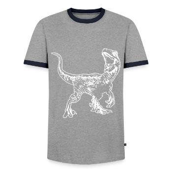 Velociraptor - Männer Kontrast-T-Shirt - Grau/Navy  - Vorne - AI Model Female 172 light (172cm) & AI Model Male 178 light (178cm)
