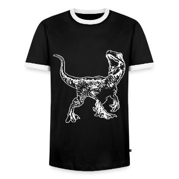 Velociraptor - Men's Ringer Shirt - black/white - Front - AI Model Female 172 light (172cm) & AI Model Male 178 light (178cm)