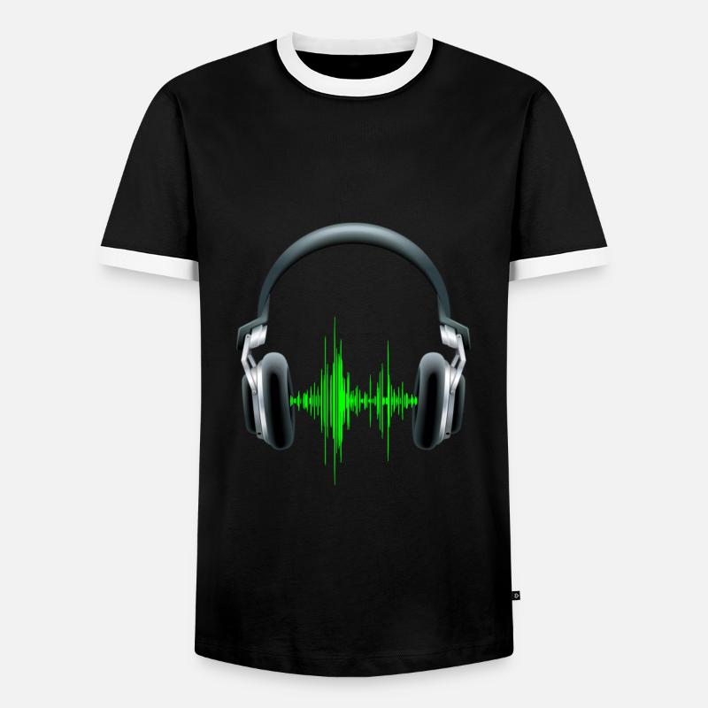 Equalizer DJ Kopfhörer - Männer Kontrast-T-Shirt - Schwarz/Weiß