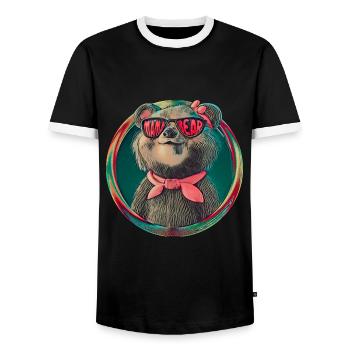 Maman Ours Mère Femme Cadeau Parents - T-shirt contrasté Homme - noir/blanc - Devant - AI Model Female 172 light (172cm) & AI Model Male 178 light (178cm)