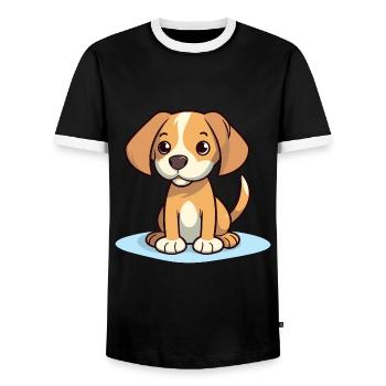 Conception de chien mignon pour les propriétaires de chiens - T-shirt contrasté Homme - noir/blanc - Devant - AI Model Female 172 light (172cm) & AI Model Male 178 light (178cm)