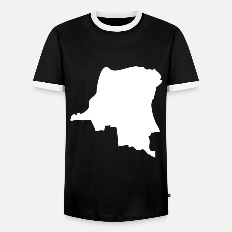 Congo map flag - Men's Ringer Shirt - black/white