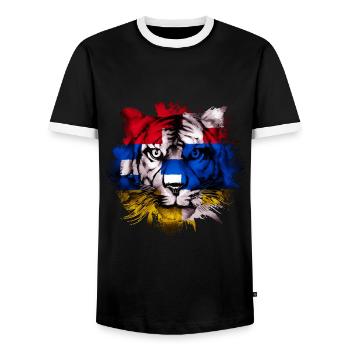 Artsakh - T-shirt contrasté Homme - noir/blanc - Devant - AI Model Female 172 light (172cm) & AI Model Male 178 light (178cm)