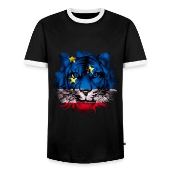 Gagauzia - Men's Ringer Shirt - black/white - Front - AI Model Female 172 light (172cm) & AI Model Male 178 light (178cm)