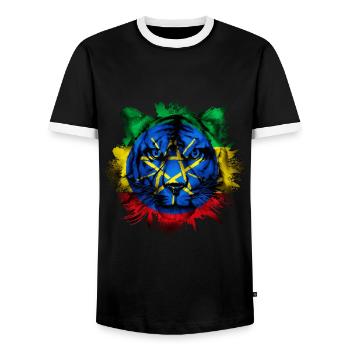 Ethiopia - Men's Ringer Shirt - black/white - Front - AI Model Female 172 light (172cm) & AI Model Male 178 light (178cm)