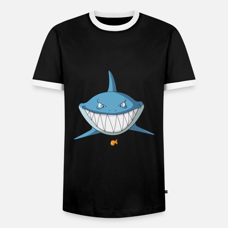 Shark comic grins - fun - Men's Ringer Shirt - black/white