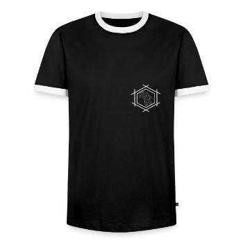 Polygonal Afica - Weiß - Männer Kontrast-T-Shirt - Schwarz/Weiß - Vorne - AI Model Female 172 light (172cm) & AI Model Male 178 light (178cm)