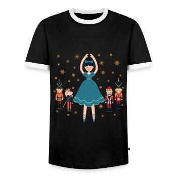 Klara Nussknacker Figur Prinz Ballett Weihnachts - Männer Kontrast-T-Shirt - Schwarz/Weiß - Vorne - AI Model Female 172 light (172cm) & AI Model Male 178 light (178cm)