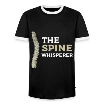 Physiotherapie - Männer Kontrast-T-Shirt - Schwarz/Weiß - Vorne - AI Model Female 172 light (172cm) & AI Model Male 178 light (178cm)