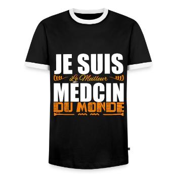 Je Suis Le Meilleur Médecin Du Monde, Idée Cadeau. - T-shirt contrasté Homme - noir/blanc - Devant - AI Model Female 172 light (172cm) & AI Model Male 178 light (178cm)