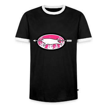 Grilling me softly! - Männer Kontrast-T-Shirt - Schwarz/Weiß - Vorne - AI Model Female 172 light (172cm) & AI Model Male 178 light (178cm)