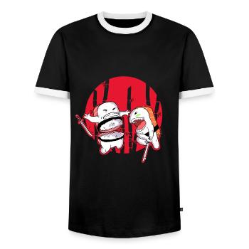 Sushi Samurai Japon - T-shirt contrasté Homme - noir/blanc - Devant - AI Model Female 172 light (172cm) & AI Model Male 178 light (178cm)