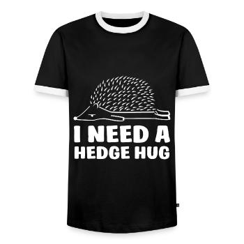 hedgehog - Men's Ringer Shirt - black/white - Front - AI Model Female 172 light (172cm) & AI Model Male 178 light (178cm)