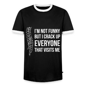 Physiotherapist Chiropractor Physiotherapy - Men's Ringer Shirt - black/white - Front - AI Model Female 172 light (172cm) & AI Model Male 178 light (178cm)