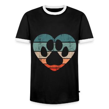 Rétro refuge chien Sauvetage animaux Refuge pour chiens - T-shirt contrasté Homme - noir/blanc - Devant - AI Model Female 172 light (172cm) & AI Model Male 178 light (178cm)