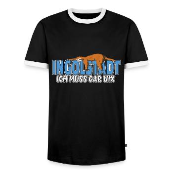 Ingolstadt ich muss gar nix Faultier Heimat - Männer Kontrast-T-Shirt - Schwarz/Weiß - Vorne - AI Model Female 172 light (172cm) & AI Model Male 178 light (178cm)