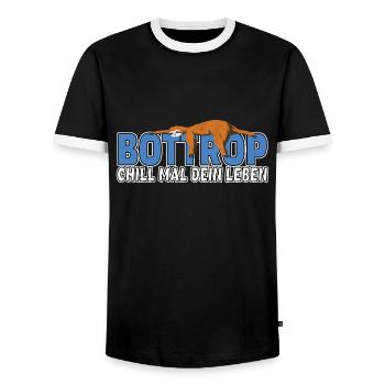 Bottrop chill mal dein Leben Faultier Heimat - Männer Kontrast-T-Shirt - Schwarz/Weiß - Vorne - AI Model Female 172 light (172cm) & AI Model Male 178 light (178cm)