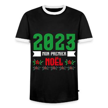 Mon Premier Noel 2023 - T-shirt contrasté Homme - noir/blanc - Devant - AI Model Female 172 light (172cm) & AI Model Male 178 light (178cm)