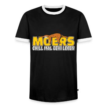 Moers chill mal dein Leben Faultier Heimat - Männer Kontrast-T-Shirt - Schwarz/Weiß - Vorne - AI Model Female 172 light (172cm) & AI Model Male 178 light (178cm)