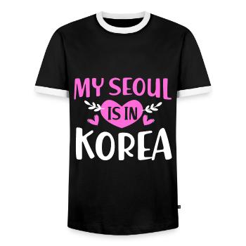 Korea Seoul - Männer Kontrast-T-Shirt - Schwarz/Weiß - Vorne - AI Model Female 172 light (172cm) & AI Model Male 178 light (178cm)