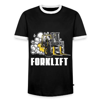 Élévateur chariot chariot élévateur de élévateur logistique stockist - T-shirt contrasté Homme - noir/blanc - Devant - AI Model Female 172 light (172cm) & AI Model Male 178 light (178cm)