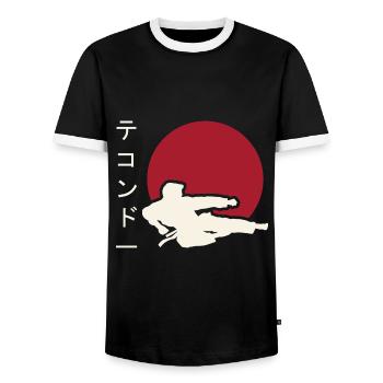 Taekwondo Kampfkunst. Taekwondo Geschenk. Japan - Männer Kontrast-T-Shirt - Schwarz/Weiß - Vorne - AI Model Female 172 light (172cm) & AI Model Male 178 light (178cm)
