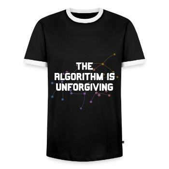 L’algorithme est impitoyable nœuds de réseau drôle - T-shirt contrasté Homme - noir/blanc - Devant - AI Model Female 172 light (172cm) & AI Model Male 178 light (178cm)