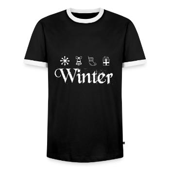 Winter Symbole Ski Schlitten und Snowboardfahrer - Männer Kontrast-T-Shirt - Schwarz/Weiß - Vorne - AI Model Female 172 light (172cm) & AI Model Male 178 light (178cm)