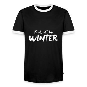 Snowboard Snowboarder Snowboard Hiver - T-shirt contrasté Homme - noir/blanc - Devant - AI Model Female 172 light (172cm) & AI Model Male 178 light (178cm)