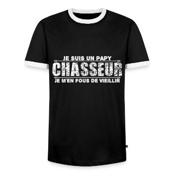 e suis un papy chasseur cadeau grand-père. - T-shirt contrasté Homme - noir/blanc - Devant - AI Model Female 172 light (172cm) & AI Model Male 178 light (178cm)
