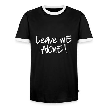 LEAVE ME ALONE - Männer Kontrast-T-Shirt - Schwarz/Weiß - Vorne - AI Model Female 172 light (172cm) & AI Model Male 178 light (178cm)