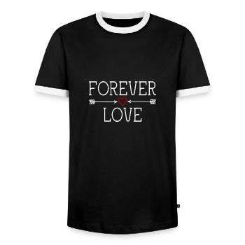 FOREVER LOVE - Valentinstag Geburtstag Weihnachten - Männer Kontrast-T-Shirt - Schwarz/Weiß - Vorne - AI Model Female 172 light (172cm) & AI Model Male 178 light (178cm)