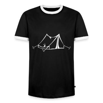Tente de camping-car Camping Ourdoor - T-shirt contrasté Homme - noir/blanc - Devant - AI Model Female 172 light (172cm) & AI Model Male 178 light (178cm)