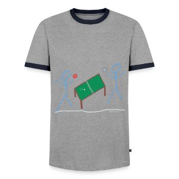 Tischtennis Strichmännchen Sport Ping Pong Spiel - Männer Kontrast-T-Shirt - Grau/Navy  - Vorne - AI Model Female 172 light (172cm) & AI Model Male 178 light (178cm)