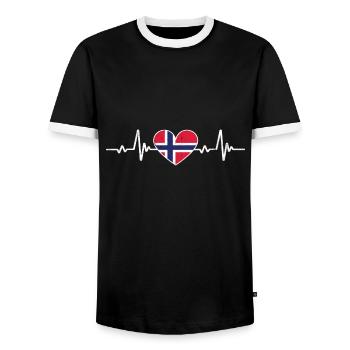 Norvège Coeur Drapeau Norvégien Rétro - T-shirt contrasté Homme - noir/blanc - Devant - AI Model Female 172 light (172cm) & AI Model Male 178 light (178cm)