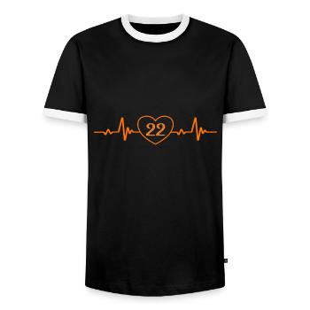 22nd Birthday Heart 22 - Men's Ringer Shirt - black/white - Front - AI Model Female 172 light (172cm) & AI Model Male 178 light (178cm)