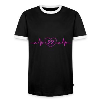 22nd Birthday Heart 22 - Men's Ringer Shirt - black/white - Front - AI Model Female 172 light (172cm) & AI Model Male 178 light (178cm)