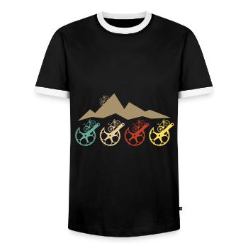 Road bike crank cycling cyclists vintage - Men's Ringer Shirt - black/white - Front - AI Model Female 172 light (172cm) & AI Model Male 178 light (178cm)