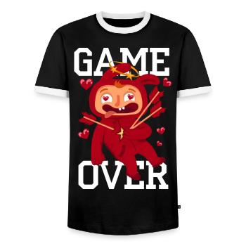 Verliebter von Armors Pfeilen getroffen - Männer Kontrast-T-Shirt - Schwarz/Weiß - Vorne - AI Model Female 172 light (172cm) & AI Model Male 178 light (178cm)