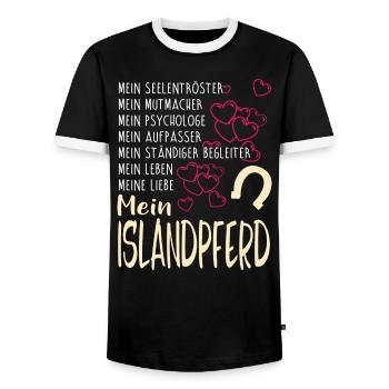 ISLANDPFERD - mein - Männer Kontrast-T-Shirt - Schwarz/Weiß - Vorne - AI Model Female 172 light (172cm) & AI Model Male 178 light (178cm)