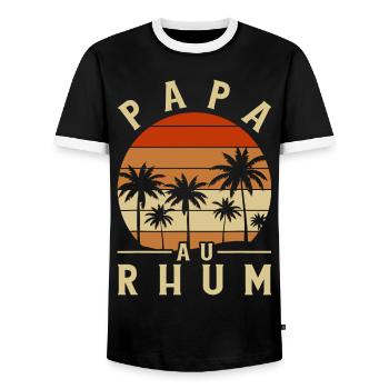 Papa Au Rhum Apéro Fête Des Pères - T-shirt contrasté Homme - noir/blanc - Devant - AI Model Female 172 light (172cm) & AI Model Male 178 light (178cm)